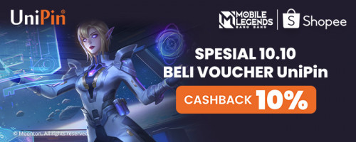 Spesial 10.10 UniPin dan Shopee – Promo Cashback 10% Voucher UniPin di 10.10 Shopee